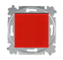 Выключатель 1-клавишный; кнопочный, цвет Красный/Дымчатый черный, Levit, ABB